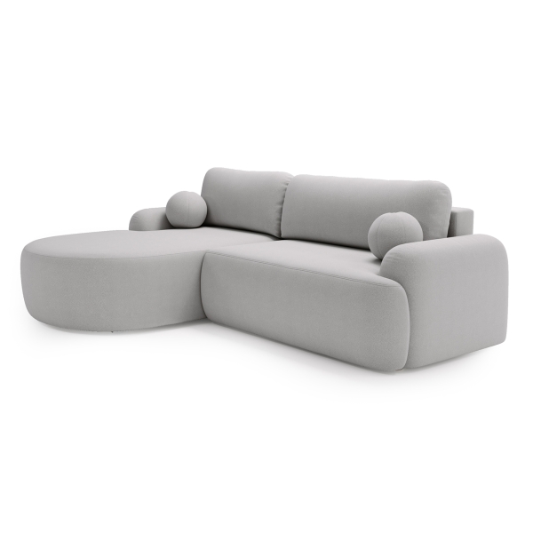 SZARY NAROŻNIK DO SALONU Z FUNKCJĄ SPANIA AGAT L I POJEMNIKIEM - PÓŁPROFIL